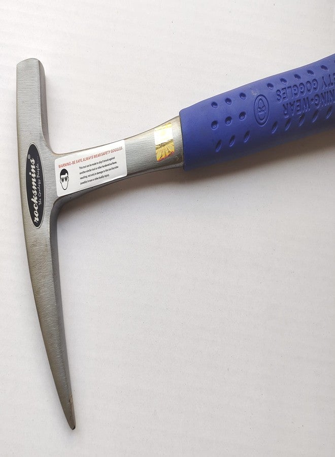 Rocksmins Pointed Blue Handle Geology Hammer Carbon Steel Imported Geological 900-950 gm Approx 12" Single Piece Shock Proof Rubber Grip Handle Metal Finish for Geologists Engineering Mining Brick - Image 5